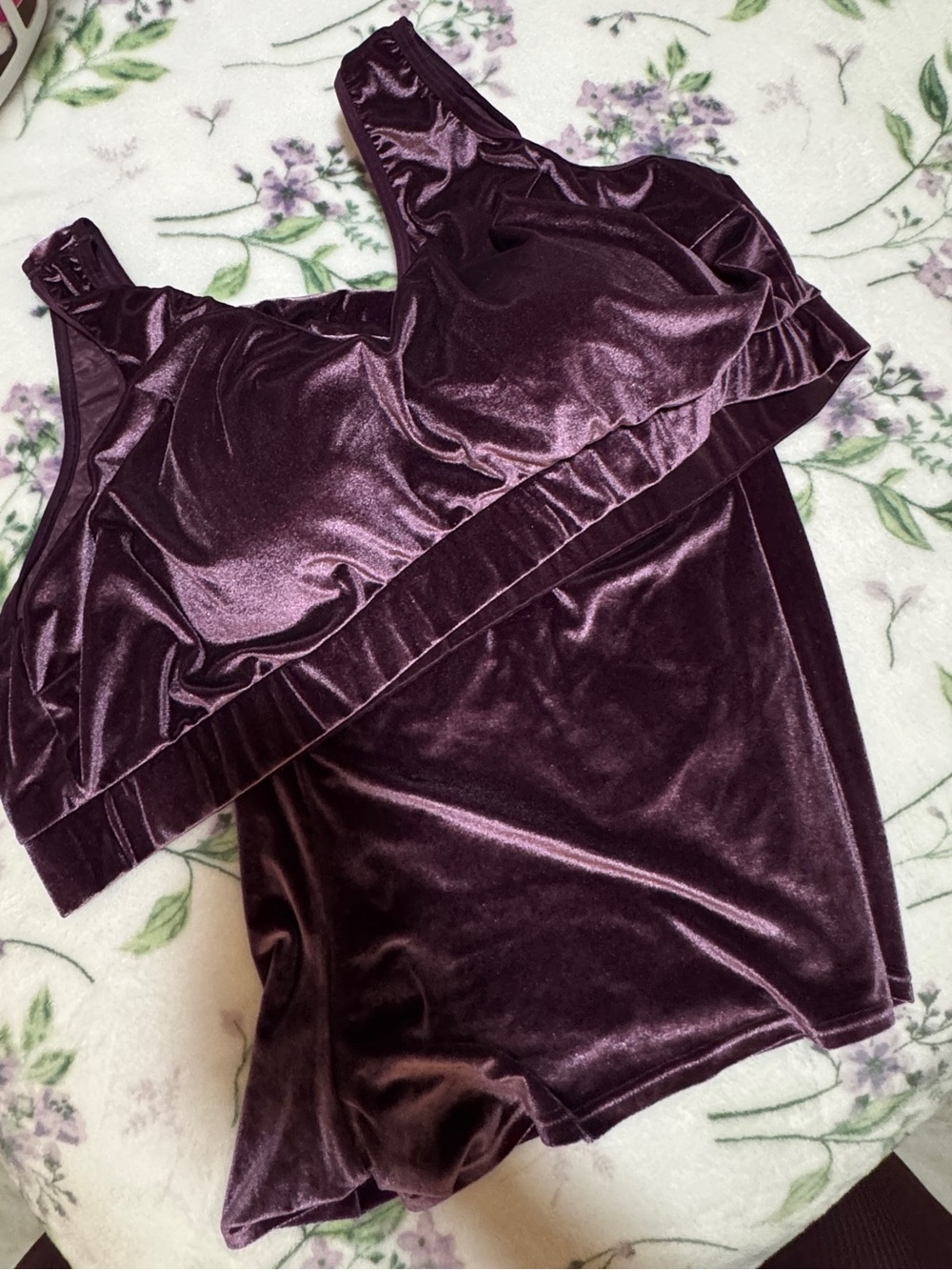 Torrid Size 6 Velvet Bralette & Shorts Set - Deep Plum